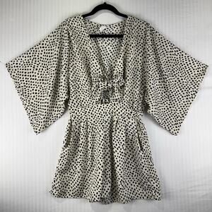 Vice Flawless Tie Front Romper Short Wide-Leg V-Neck Jumpsuit Women’s Size Small